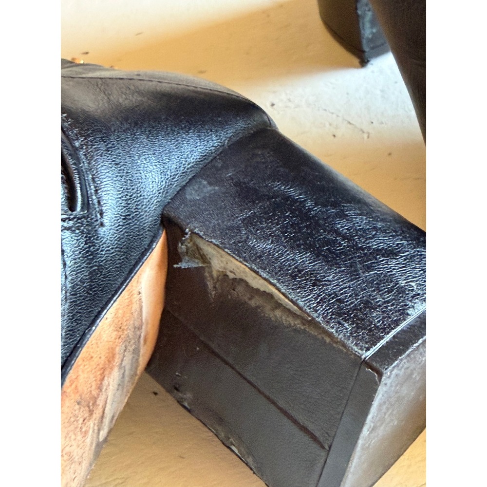 JIMMY CHOO Ankle Boots Black Studded Leather Block Melvin Women's Size 41 1/2 - Picture 12 of 16
